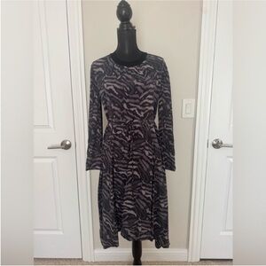 All Saints Women’s Black and Gray Long Sleeve Dress M